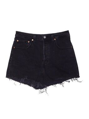 Levi’s Black High-Rise Frayed Hem Denim Shorts